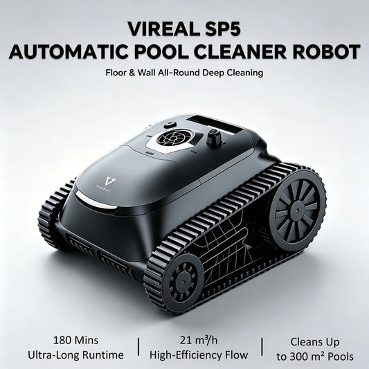 Nettoyeur de piscine robotisé sans fil SP5, autonomie de 180 minutes, nettoyage des fonds, des parois et de la ligne d'eau, 4 modes de nettoyage, retour intelligent